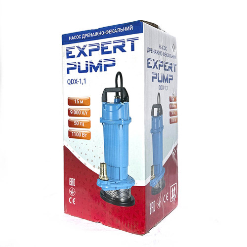 Насос дренажно-фекальный Expert Pump QDX 1.1 кВт, h=15м, Q-9 м³/год, без поплавка