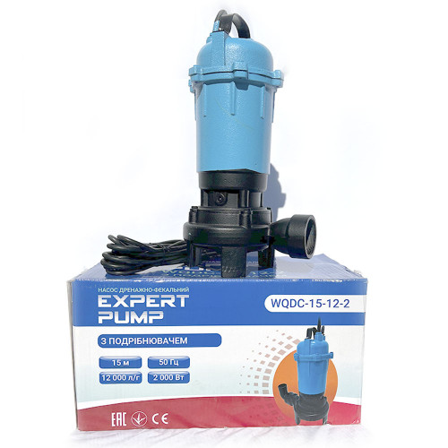 Насос дренажно-фекальный Expert Pump WQDC15-12-2 (2квт) с ножем, без поплавка + 10м рукава