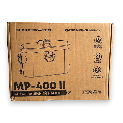 Канализационная станция сололифт Euroaqua MP 400 II (боковое подкл.); 0,4кВт; h=6,5м; Q=100л/мин