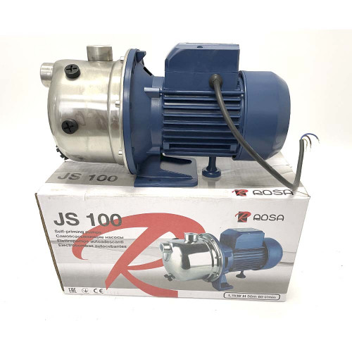 Поверхностный насос Rosa JS100; 1,1 кВт; h:50 м; 60 л/мин нержавеющий
