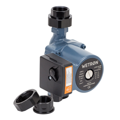 Насос циркуляционный Wetron (Aquatica) 774532 100Вт, H=6м, Q=75л/мин, Ø1½, 180мм,  гайки Ø1 